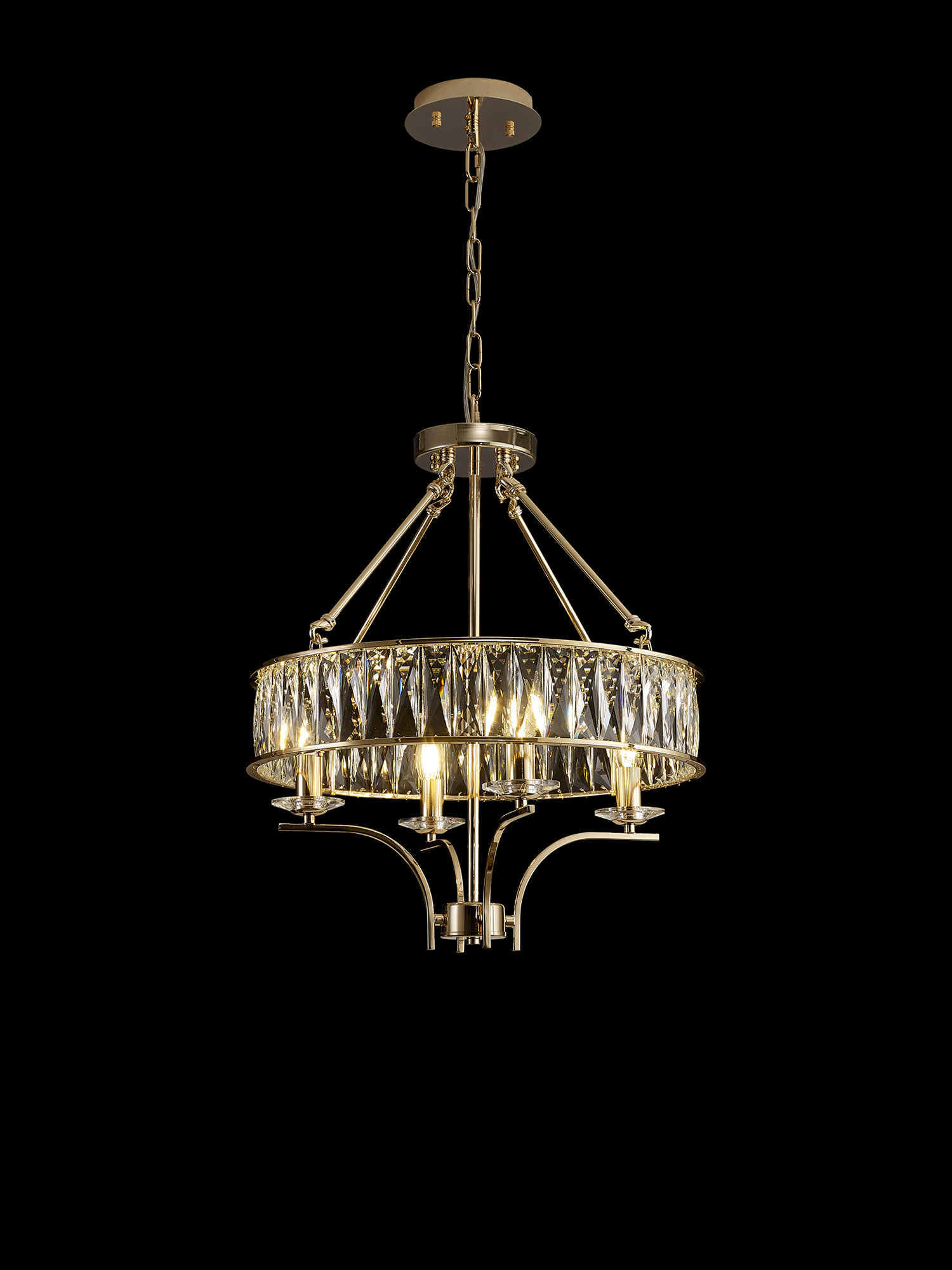 IL31824  Vivienne Crystal Pendant/Semi Ceiling 4 Light French Gold